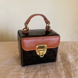 Vintage Patent Leather Mini Box Purse with removable strap